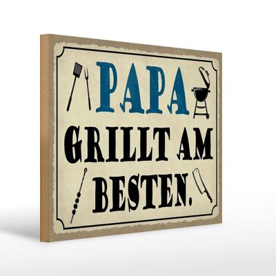 Cartello in legno con scritta "Papà griglia" 40x30 cm, il miglior cartello decorativo in legno