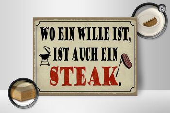 Panneau en bois indiquant 40x30cm où il y a un panneau décoratif pour steak grill 2