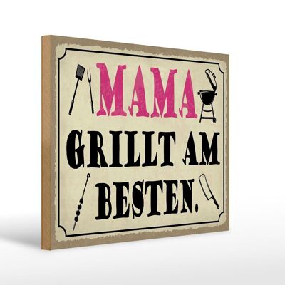 Letrero de madera que dice 40x30cm Mama grills mejor letrero decorativo de madera