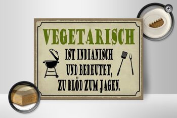 Panneau en bois disant que 40x30cm végétarien est un panneau de grill indien 2