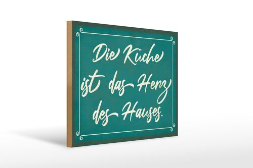 Holzschild Spruch 40x30cm Küche ist das Herz des Hauses Deko Schild