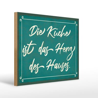 Holzschild Spruch 40x30cm Küche ist das Herz des Hauses Deko Schild