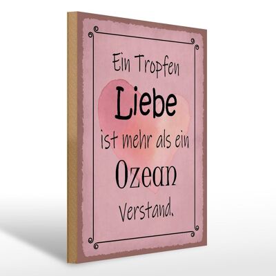 Cartello in legno con scritta 30x40 cm "Una goccia d'amore più che un segno dell'oceano".
