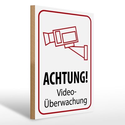 Holzschild Hinweis 30x40cm Achtung Videoüberwachung Deko Schild