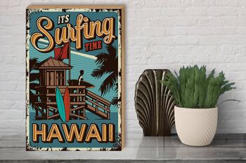 Panneau en bois Hawaii 30x40cm is Surfing time, panneau décoratif 3