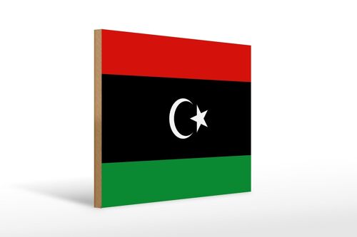 Holzschild Flagge Libyens 40x30cm Flag of Libya Schild
