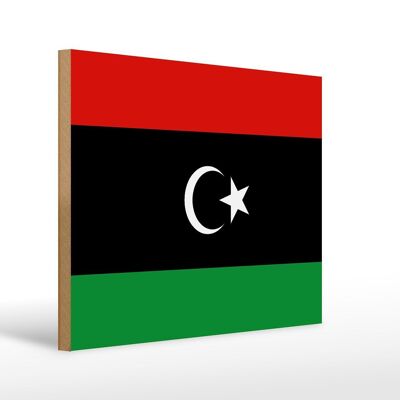 Letrero de madera Bandera de Libia 40x30cm Letrero Bandera de Libia
