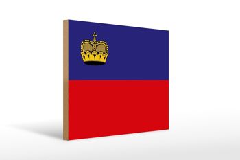 Panneau en bois drapeau Liechtenstein 40x30cm Drapeau panneau Liechtenstein 1