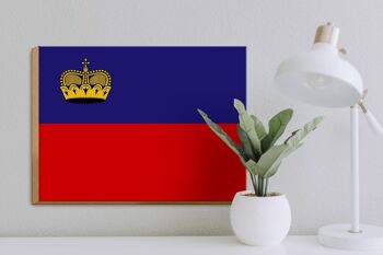 Panneau en bois drapeau Liechtenstein 40x30cm Drapeau panneau Liechtenstein 3