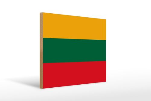 Holzschild Flagge Litauens 40x30cm Flag of Lithuania Deko Schild