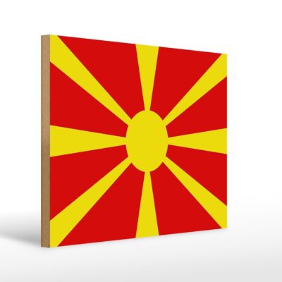 Panneau en bois drapeau de la Macédoine 40x30cm Panneau décoratif drapeau de la Macédoine