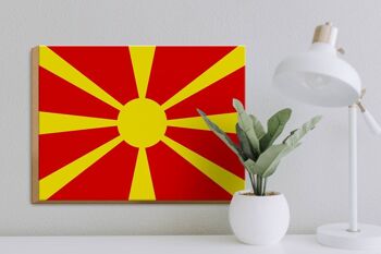 Panneau en bois drapeau de la Macédoine 40x30cm Panneau décoratif drapeau de la Macédoine 3