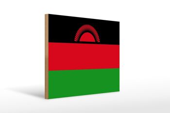 Panneau en bois drapeau du Malawi 40x30cm Panneau drapeau du Malawi 1