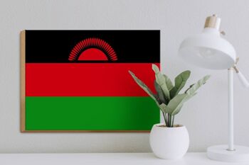 Panneau en bois drapeau du Malawi 40x30cm Panneau drapeau du Malawi 3