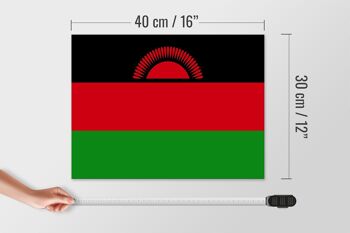 Panneau en bois drapeau du Malawi 40x30cm Panneau drapeau du Malawi 4
