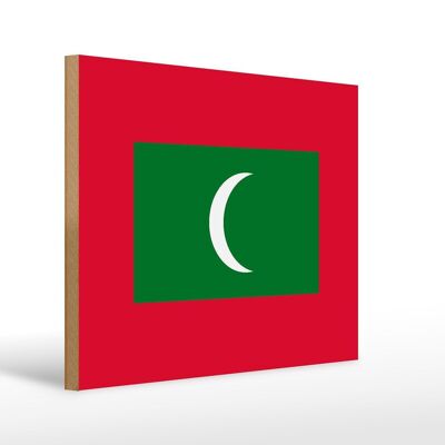 Cartello in legno bandiera Maldive 40x30cm Cartello bandiera delle Maldive