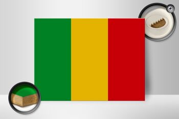 Panneau en bois drapeau du Mali 40x30cm Panneau décoratif drapeau du Mali 2