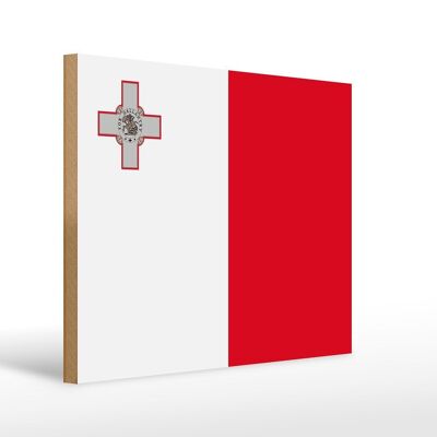 Cartello in legno bandiera di Malta 40x30 cm Cartello decorativo Bandiera di Malta