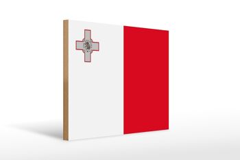 Panneau en bois drapeau de Malte 40x30cm Panneau décoratif drapeau de Malte 1
