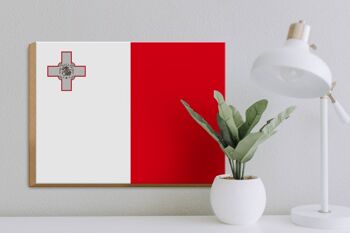 Panneau en bois drapeau de Malte 40x30cm Panneau décoratif drapeau de Malte 3