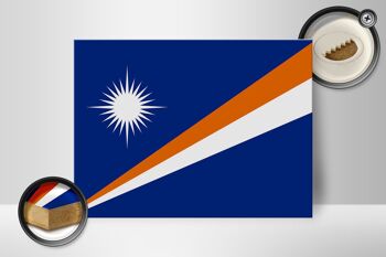 Panneau en bois drapeau Îles Marshall 40x30cm Panneau Îles Marshall 2
