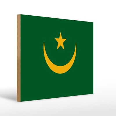 Cartello in legno bandiera della Mauritania 40x30cm Cartello bandiera della Mauritania