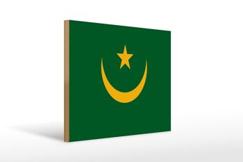 Panneau en bois drapeau de la Mauritanie 40x30cm Panneau drapeau de la Mauritanie 1