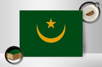 Panneau en bois drapeau de la Mauritanie 40x30cm Panneau drapeau de la Mauritanie 2