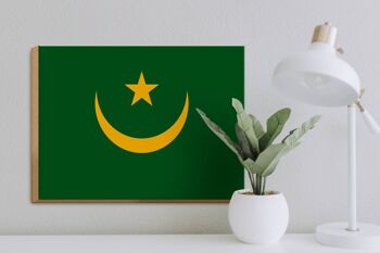 Panneau en bois drapeau de la Mauritanie 40x30cm Panneau drapeau de la Mauritanie 3