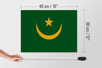 Panneau en bois drapeau de la Mauritanie 40x30cm Panneau drapeau de la Mauritanie 4