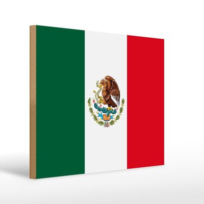 Cartello in legno bandiera del Messico 40x30 cm Cartello decorativo in legno con bandiera del Messico