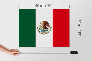 Panneau en bois drapeau du Mexique 40x30cm Drapeau du Mexique panneau décoratif en bois 4