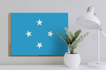 Panneau en bois drapeau de Micronésie 40x30cm Drapeau panneau décoratif de Micronésie 3