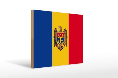 Holzschild Flagge Moldau 40x30cm Flag of Moldova Schild
