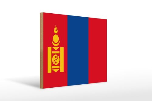 Holzschild Flagge Mongolei 40x30cm Flag of Mongolia Deko Schild