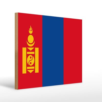 Holzschild Flagge Mongolei 40x30cm Flag of Mongolia Deko Schild