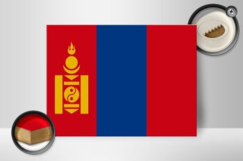 Panneau en bois drapeau Mongolie 40x30cm Drapeau de Mongolie signe décoratif 2