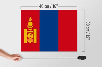 Panneau en bois drapeau Mongolie 40x30cm Drapeau de Mongolie signe décoratif 4