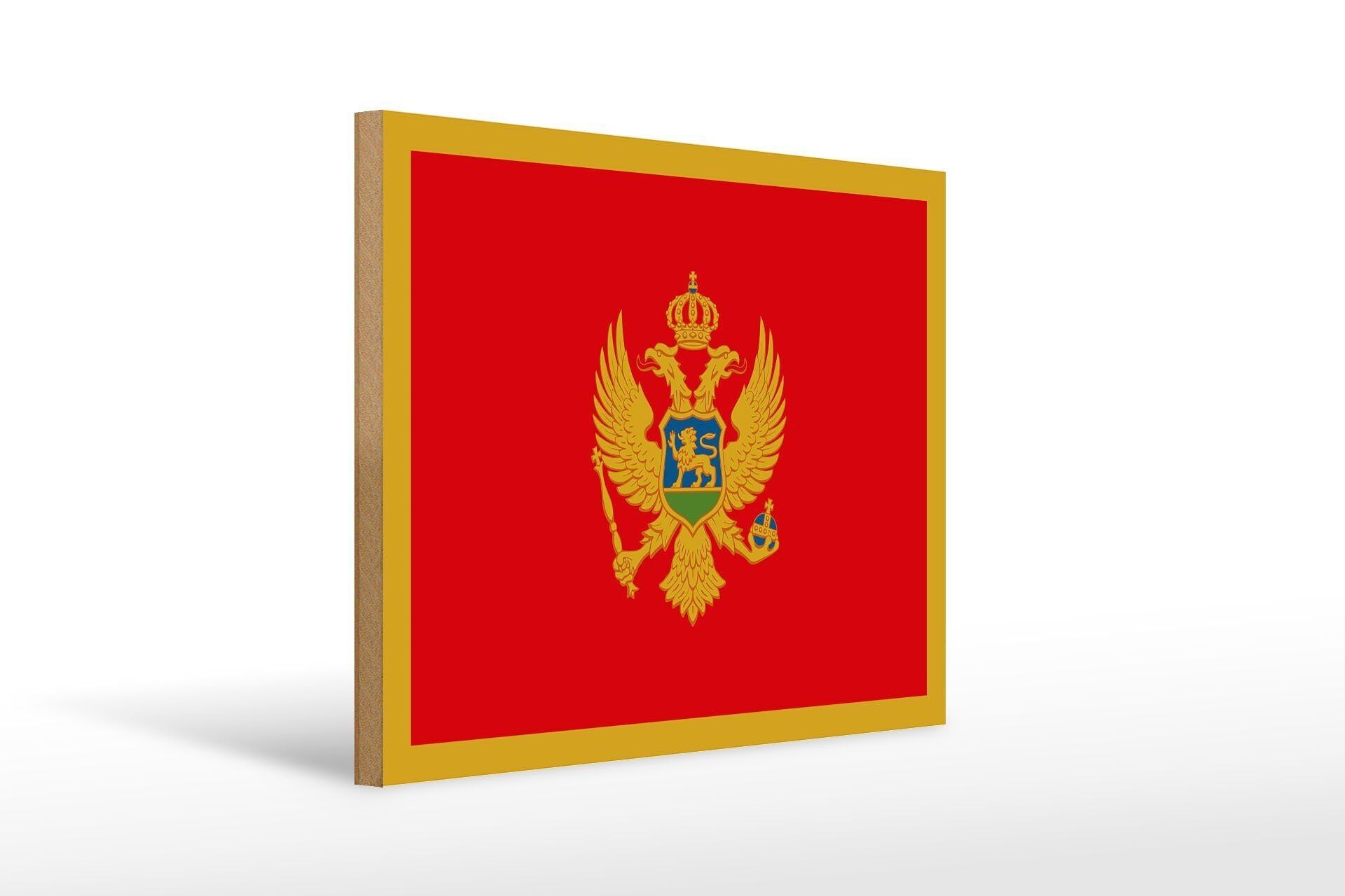 Holzschild Flagge Montenegros 40x30cm Flag of Montenegro Schild