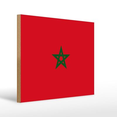 Holzschild Flagge Marokkos 40x30cm Flag of Morocco Holz Deko Schild