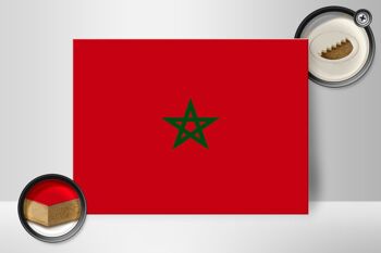 Panneau en bois drapeau du Maroc 40x30cm Drapeau du Maroc panneau décoratif en bois 2