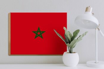 Panneau en bois drapeau du Maroc 40x30cm Drapeau du Maroc panneau décoratif en bois 3