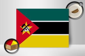 Panneau en bois drapeau du Mozambique 40x30cm Drapeau du Mozambique panneau décoratif 2