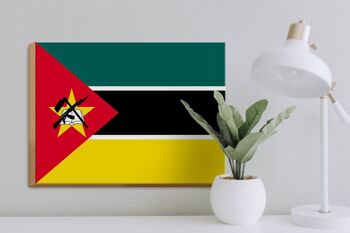 Panneau en bois drapeau du Mozambique 40x30cm Drapeau du Mozambique panneau décoratif 3