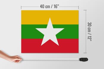 Panneau en bois drapeau du Myanmar 40x30cm Drapeau du Myanmar panneau décoratif en bois 4