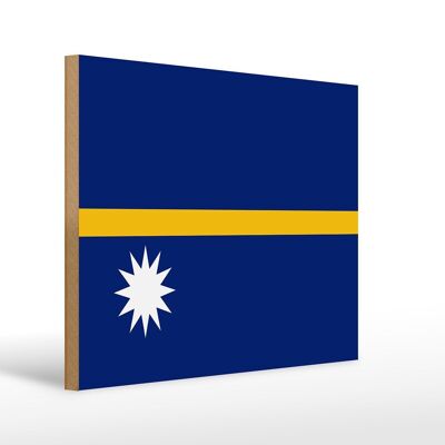 Holzschild Flagge Naurus 40x30cm Flag of Nauru Holz Deko Schild
