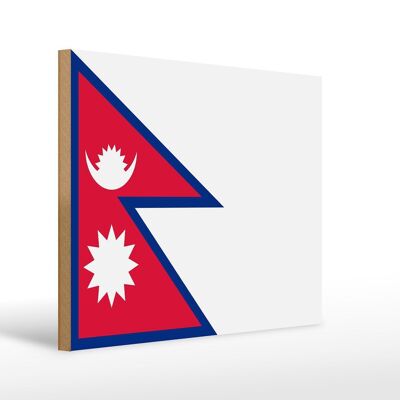 Letrero de madera Bandera de Nepal 40x30cm Letrero decorativo Bandera de Nepal