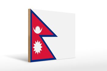 Panneau en bois drapeau du Népal 40x30cm Drapeau du Népal panneau décoratif 1