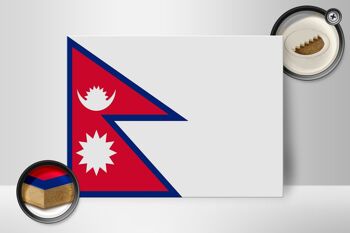 Panneau en bois drapeau du Népal 40x30cm Drapeau du Népal panneau décoratif 2