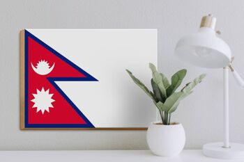 Panneau en bois drapeau du Népal 40x30cm Drapeau du Népal panneau décoratif 3